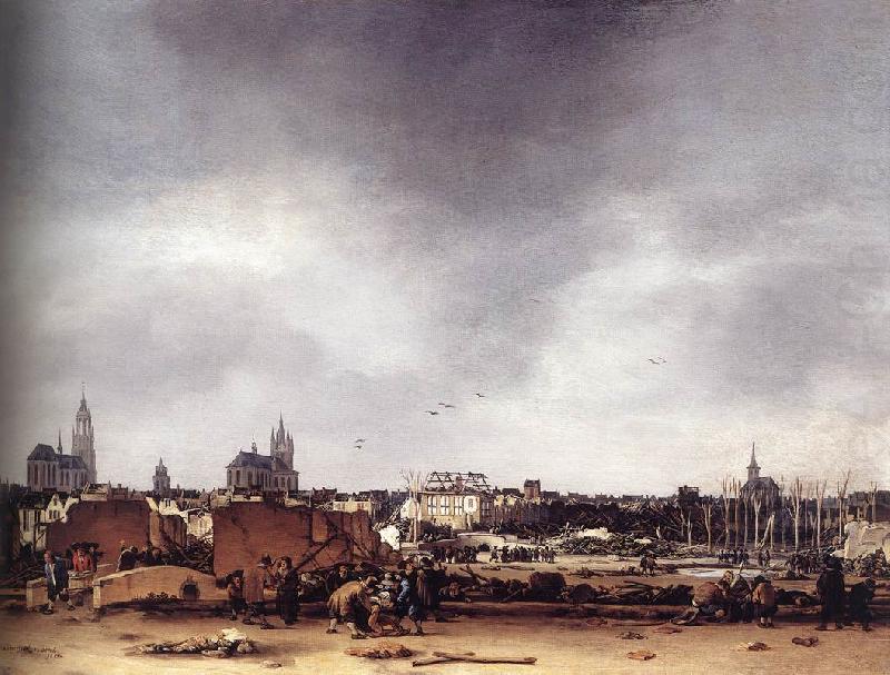 View of Delft after the Explosion of 1654 af, POEL, Egbert van der